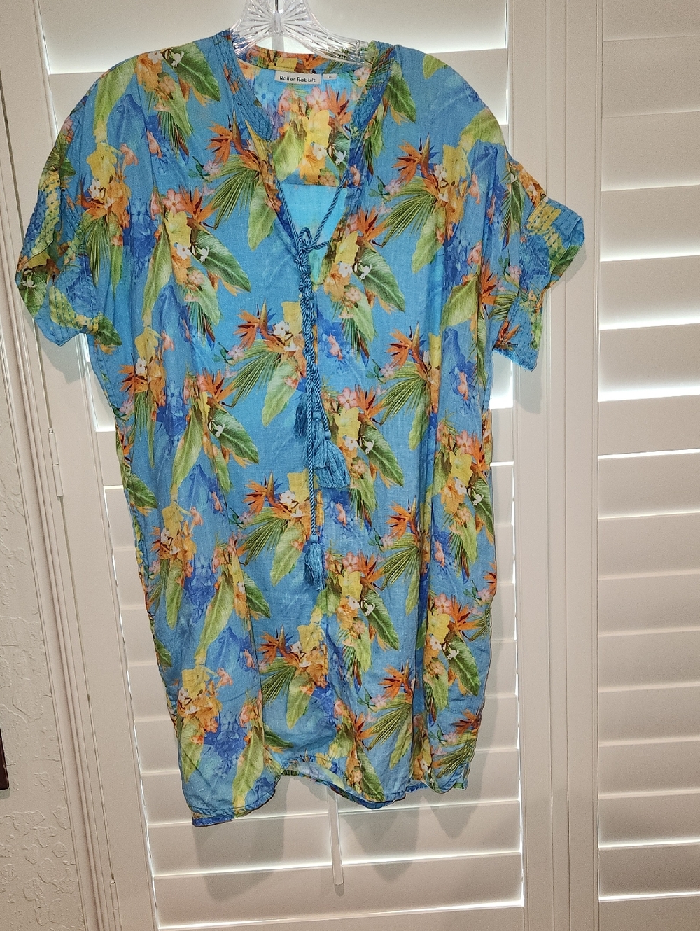 Roller Rabbit Blue Tropical Floral Dress, SIZE Medium